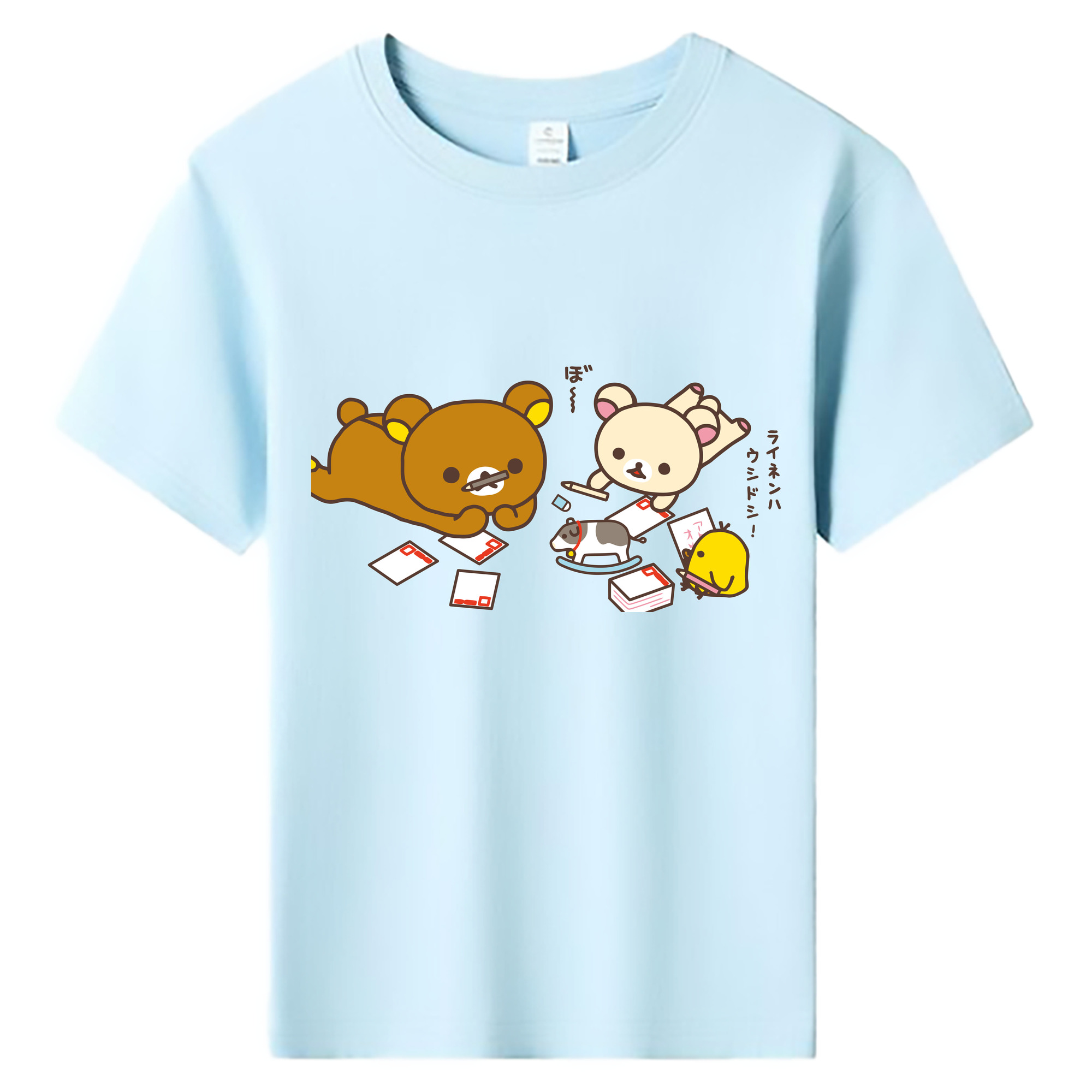 （画像用） リラックマ リラックマ キイロイトリ Rilakkuma Korilakkuma Kiiroitori 綿100％キッズTシャツ（フロントプリント）
